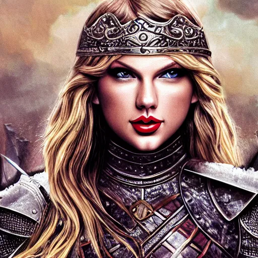 Image similar to the detailed portrait of taylor swift in a knight armor, epic fantasy art, mystical, mystic atmosphere, mythology, photo realistic, high detail, ultra realistic, hyper realistic, high definiton, 4 k uhd,