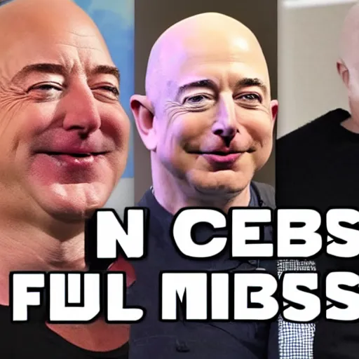 Image similar to obese jeff bezos and elon musk mukbang