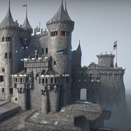 Image similar to concept art of castle that can transform into a robot, 3 d - concept, model, 4 k, unreal engine 5