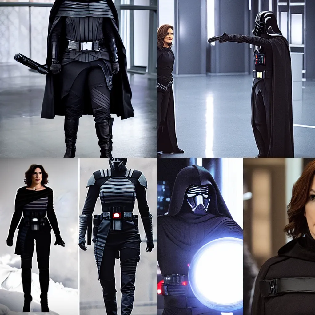 Prompt: mariska hargitay as kylo ren from star wars