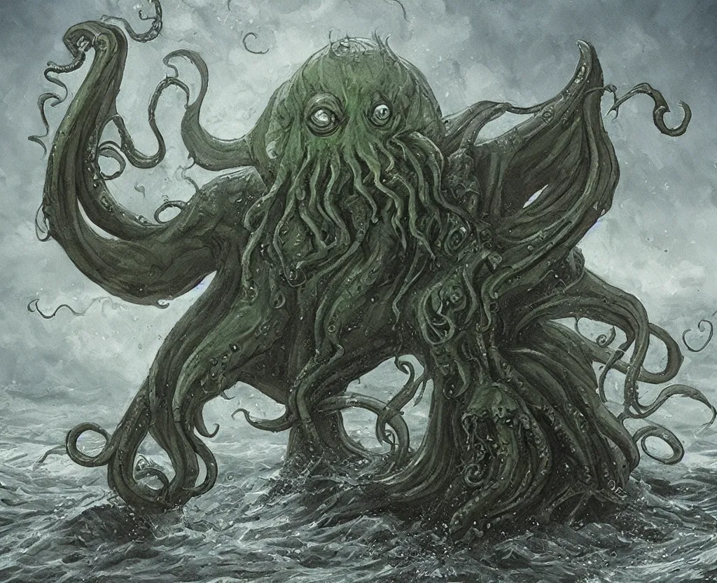 Image similar to cthulhu rises from the sea by ivan aiwasowski