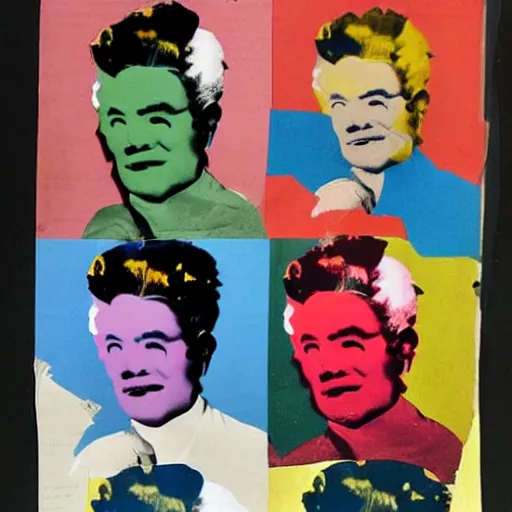 Prompt: 1950 magazine cut out collage of Cristopher Street day, Andy Warhol,