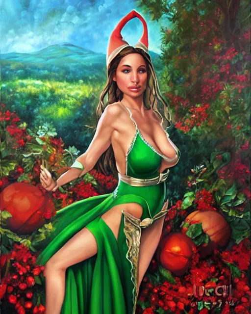 Prompt: abella danger as a beautiful elf princess, oil painting, by laura sava and julie bell