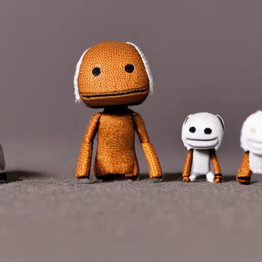 Image similar to 5 0 mm film, macro photography of n scale miniature littlebigplanet sackboy figure