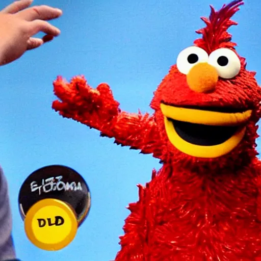 Image similar to godzilla elmo hybrid destroying sesame street