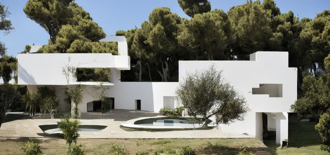 Prompt: house designed by antonio sant'elia.