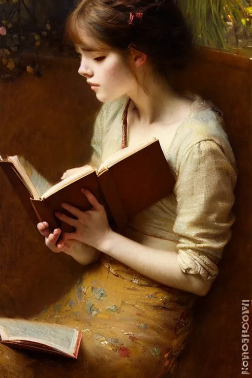 Image similar to a portrait of a girl reading a book, highly detailed, by gaston bussiere, bayard wu, greg rutkowski, odd nerdrum, maxim verehin, realism, dan dos santos, masterpiece, sharp focus, cinematic lightning