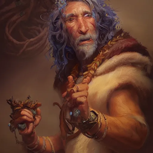Image similar to a detailed portrait of a druid, by justin gerard and greg rutkowski, digital art, realistic painting, fantasy, dnd, character design, trending on artstation
