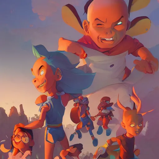 Image similar to hero world rugrats, behance hd by jesper ejsing, by rhads, makoto shinkai and lois van baarle, ilya kuvshinov, rossdraws global illumination