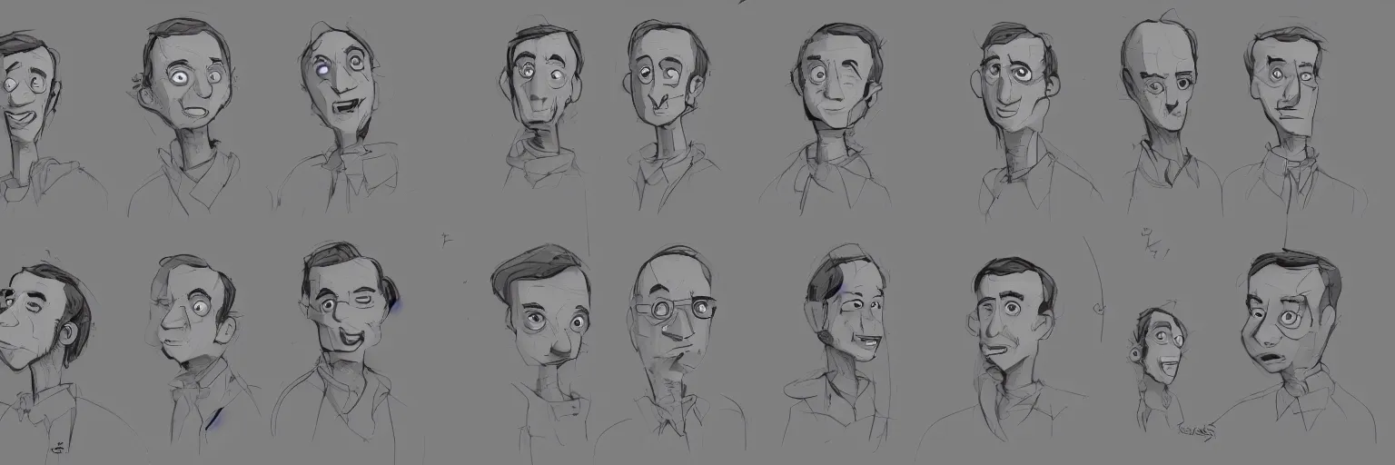 Prompt: character study of julian lage and jim parsons, clear faces, innocent, naive, character sheet, fine details, concept design, contrast, kim jung gi, pixar and da vinci, trending on artstation, 8 k, full body and head, turnaround, front view, back view, ultra wide angle