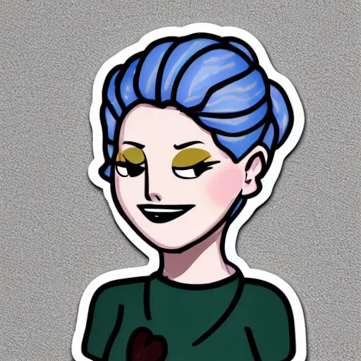 Prompt: girl with white hair in a hairbun and freckles, sticker, emoji