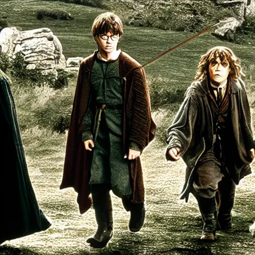 Image similar to Film still of Harry Potter in Lord of the Rings (2000)