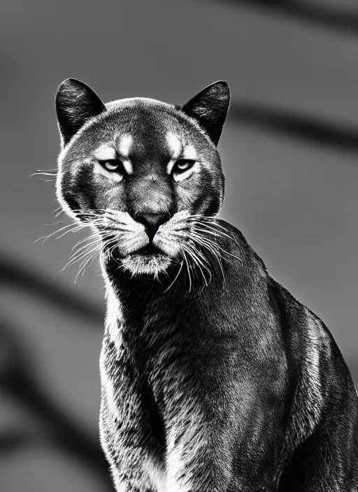 Image similar to black panther black and white portrait white sky in background