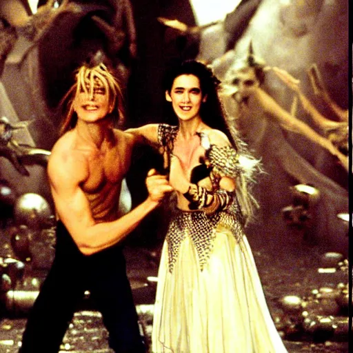 Image similar to jennifer connelly ball dancing with the goblin king, david bowie
