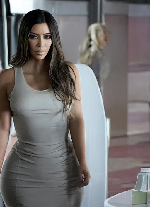 Image similar to movie still of kim kardashian in the tv show breaking bad.