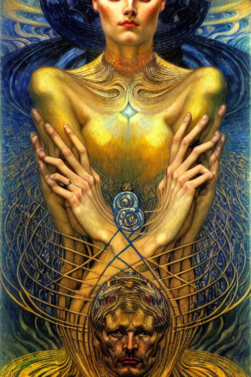 Image similar to Divine Chaos Engine by Karol Bak, Jean Delville, William Blake, Gustav Klimt, and Vincent Van Gogh, symbolist, visionary