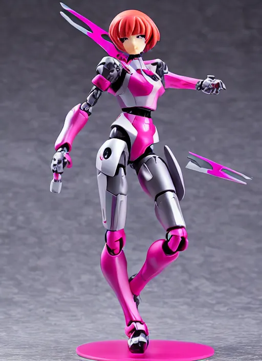 Prompt: toy design,Girl in mecha cyber Armor, portrait of the action figure of a girl, with bare legs， holding a weapon，in the style of NEON GENESIS EVANGELION， anime figma figure, studio photo