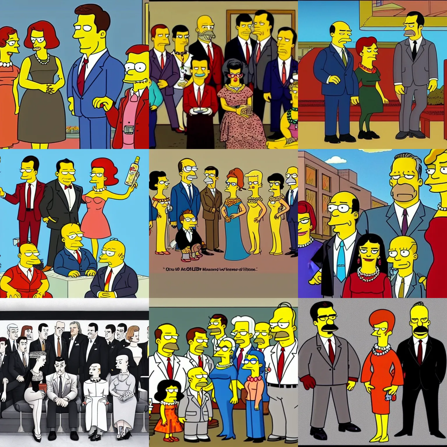 Prompt: The actors of Mad Men, in the Simpsons (1990)