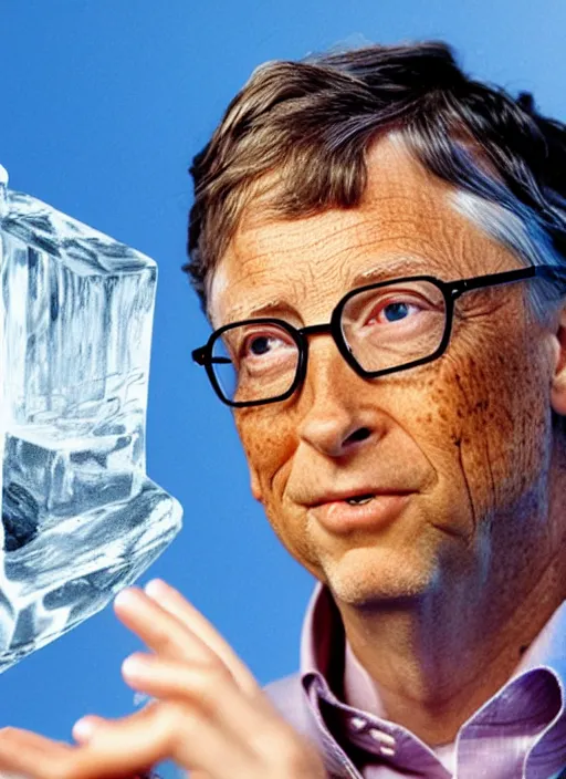 Image similar to bill gates in an icecube