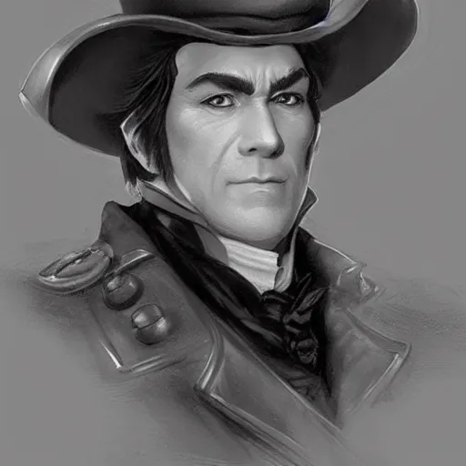 Image similar to a clean shaven confederate general with puffy black sideburns and a square face, an english man, dnd character art, painting by artgerm and ed binkley