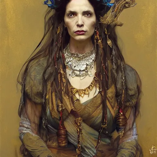 Image similar to highly detailed portrait of a majestic queen in the form of an old woman. d & d. art by donato giancola, eugene delacroix, ruan jia, carl larsson, peter mohrbacher. trending on artstation, intricate details, energetic composition, golden ratio, concept art, illustration, elegant art, global illuminaition
