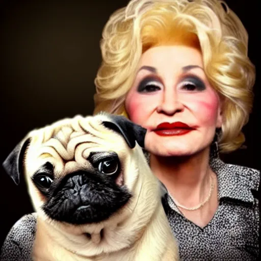 Prompt: pug dolly parton face swap