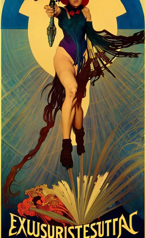 Image similar to exquisite imaginative scifi poster art, movie art, by lucusfilm, weta studio, alphonso mucha, james jean, frank frazetta, 8 k, denoised, sharp, crisp, high quality, cinematic