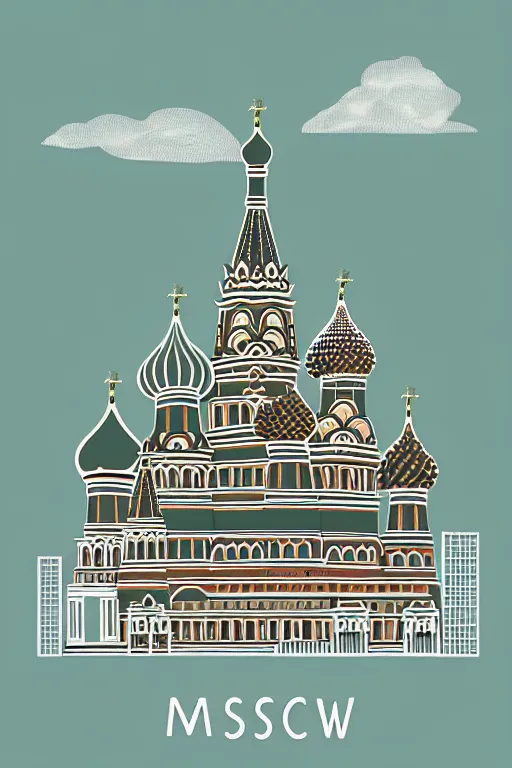 Image similar to minimalist boho style art of moscow, illustration, vector art