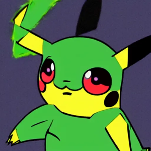 Prompt: a cute pikachu turning into hulk, anime style