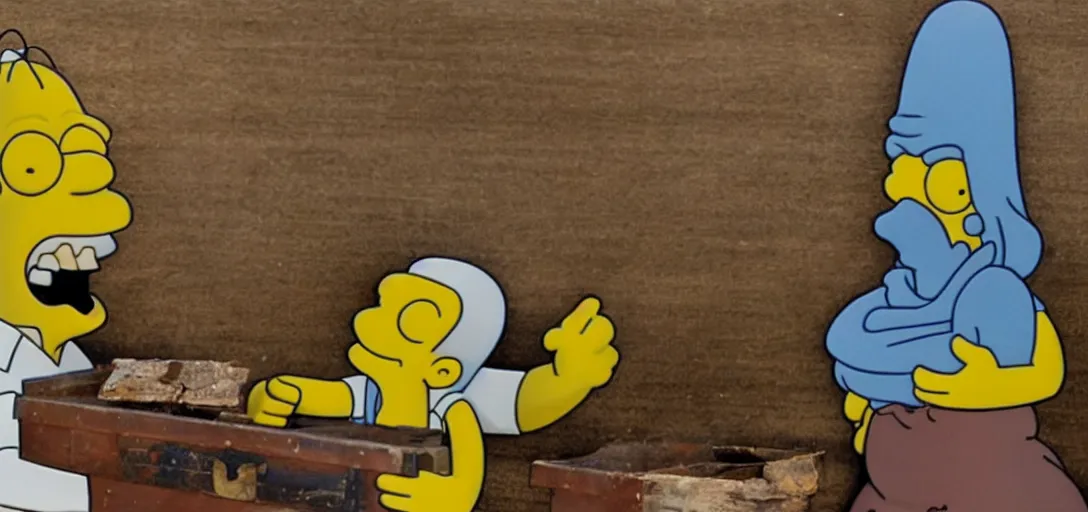 Prompt: Homer Simpson figurine found in a very old chest in egypt