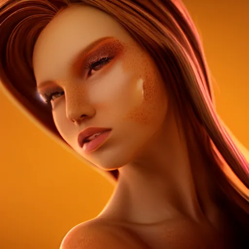 Prompt: beautiful render female made from honey, light through her body