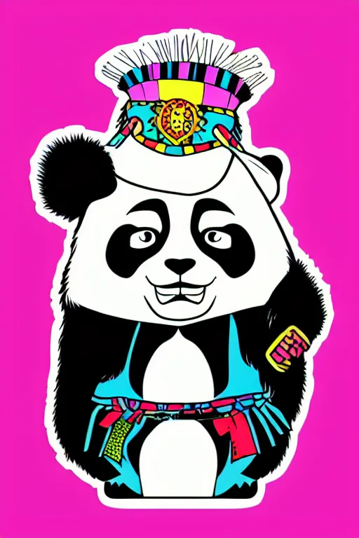 Image similar to Portrait of a panda as a Mexican wrestler, sticker, colorful, illustration, highly detailed, simple, smooth and clean vector curves, no jagged lines, vector art, smooth