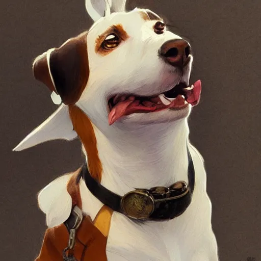 Prompt: jack russel terrier surprised, trending on art station, by krenz cushart and mucha and akihito yoshida and greg rutkowski and makoto shinkai