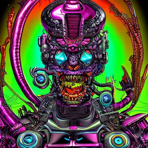 Image similar to hyper-maximalist overdetailed comic monster by beastwreckstuff and jimbo phillips. Cosmic horror infused retrofuturist style. Hyperdetailed high resolution Render by binx.ly in discodiffusion. Dreamlike polished render by machine.delusions. Sharp focus.