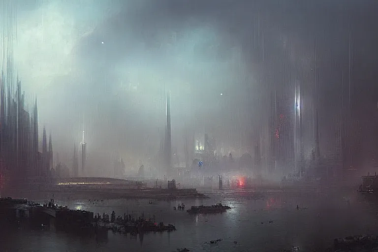 Image similar to Dystopian futuristic city by ivan aivazovsky