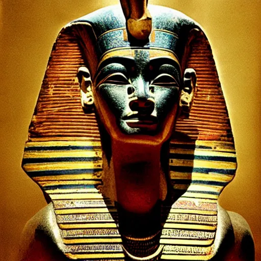 Image similar to portrait of egyptian god osiris, annie leibovitz