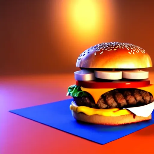 Image similar to a cat / burger hybrid, with fries, volumetric lighting, 4 k