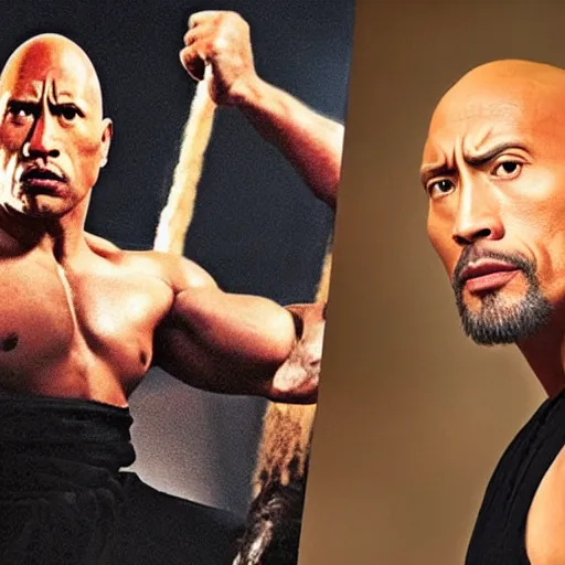 Image similar to Dwayne Johnson as Kung Fu master wong Fei Hung