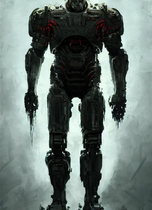 Image similar to michael berryman as victor stone, full body concept, cyborg, borg, strogg, face of a man, terminator, flesh, quake strogg, doom demon, wolfenstein, monstrous, powerful, symmetry, symmetrical, concept art by ruan jia and greg rutkowski