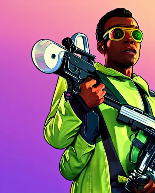 Image similar to gta 5, grand theft auto 5 cover art of lucio from overwatch