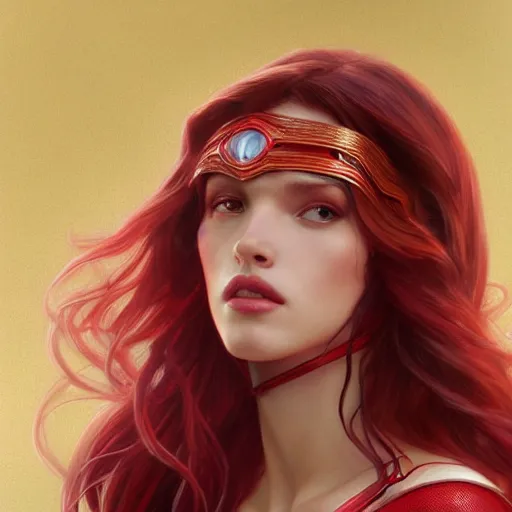 Prompt: ultra realistic illustration, bella thorne as scarlet witch, intricate, elegant, highly detailed, digital painting, artstation, concept art, smooth, sharp focus, illustration, art by artgerm and greg rutkowski and alphonse mucha