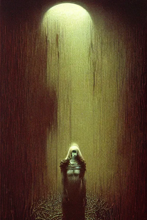 Image similar to alyson hannigan as maid by beksinski