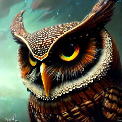 Image similar to a ultradetailed beautiful concept art of a an intricate wooden mask of an owl painted with beautiful colors, but the mask seems to hide some dark secret, concept art, high resolution 4 k, by tom bagshaw, greg rutkowski, charli bowater and artgeem