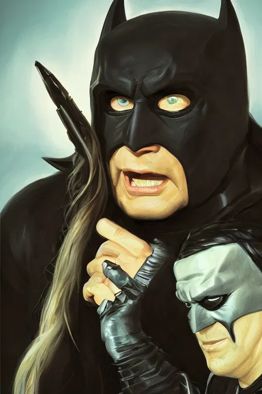 Image similar to portrait of Ozzy Osbourne as batman, highly detailed, artstation, concept art, sharp focus, illustration, art by Carel Fabritius
