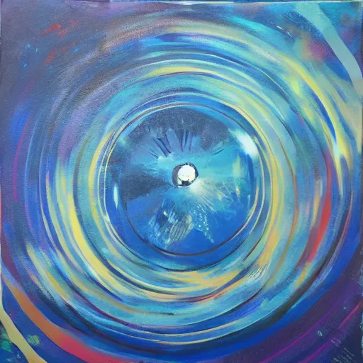 Image similar to once in a blue moon, abstract art, futurism, acrylic painting