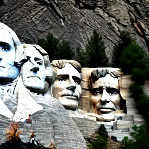Prompt: Mount Rushmore featuring the face of Barack Obama