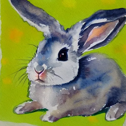 Image similar to water color painting of a bunny