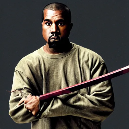 Image similar to Kanye West wielding a katana