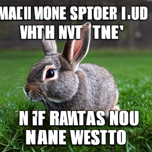 Image similar to a meme image of a rabbit with the text oh no i'm a rabbit