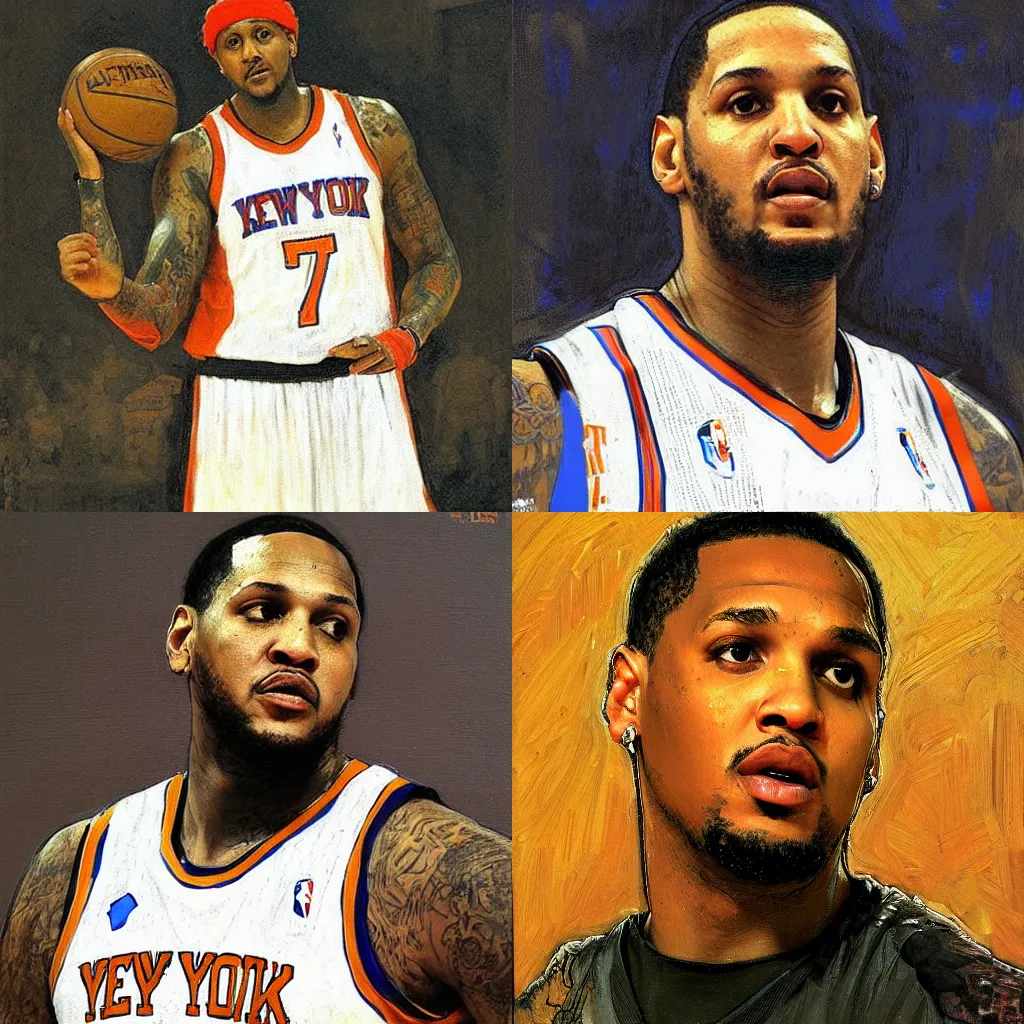 Prompt: carmelo anthony by ilya repin